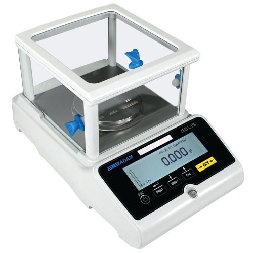 Adam Equipment Solis Precision Balances with Draft Shield, 1200 g Capacity, 0.001 g Readability, 110 mm Diameter Pan Size - SPB 1203i - Click Image to Close